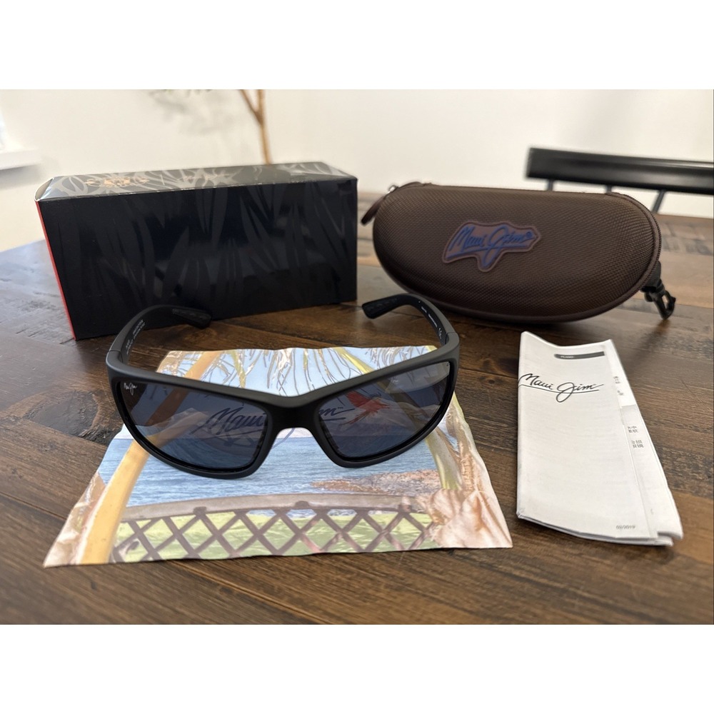 Maui Jim Kanaio Coast Sunglasses Matte Black Black Lenses STG-BG W/ Case New